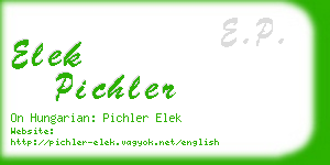 elek pichler business card